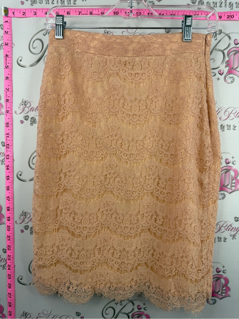 Faith and Joy skirt orange light Peach Lace Pencil Skirt